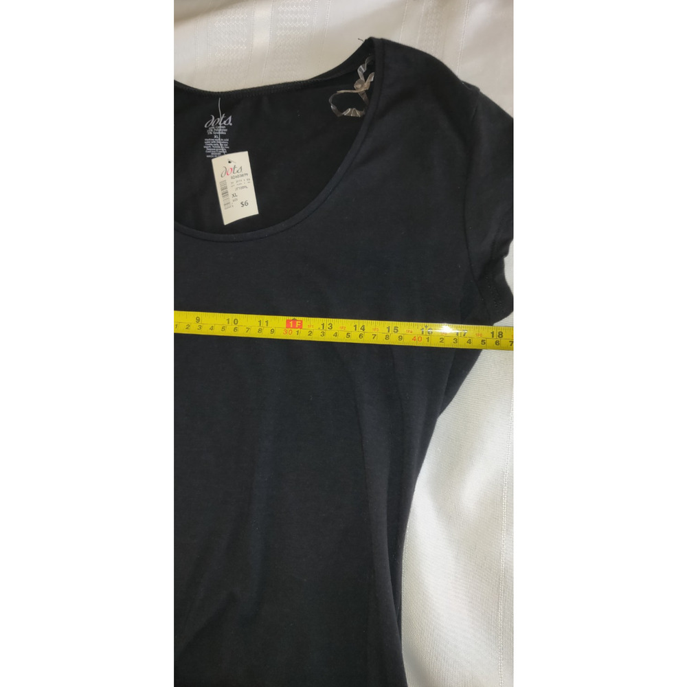Vintage Y2K Dots Store Black Tshirt Top Basic Stretch NEW NWT Short Sleeves XL - Picture 4 of 12